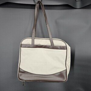 Vintage Mimi Beige Brown Tote Bag 16in Soft Case Craft Travel Organizer Office